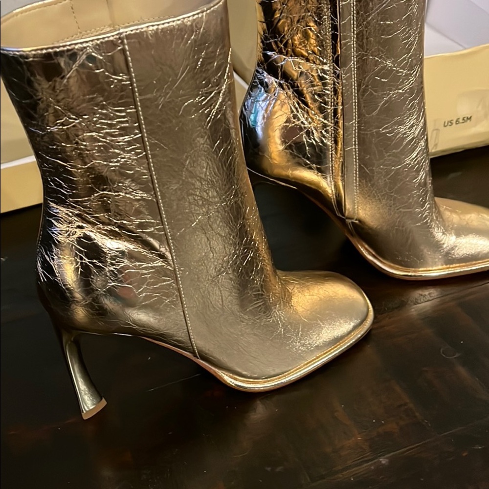Michael Kors Chelsea Crushed Gold Heeled Booties - Picture 4 of 7